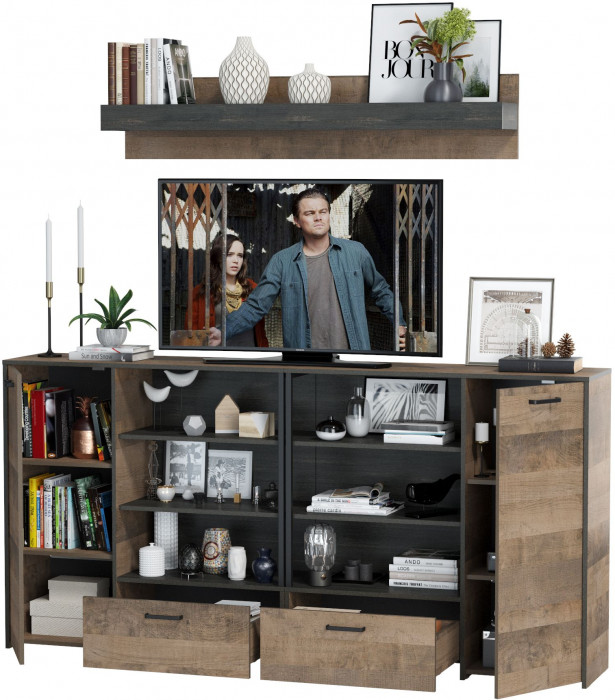 Трувор Гостиная 001, дуб гранж песочный/интра