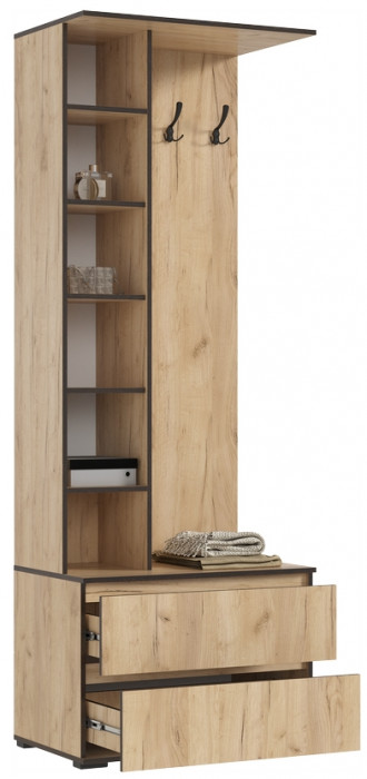 Тумба с зеркалом с прихожей Норд, Дуб крафт (Кромка ВЕНГЕ)