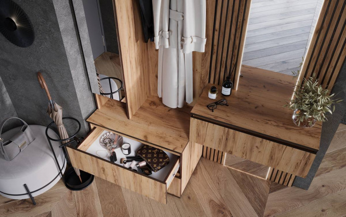 Тумба с зеркалом с прихожей Норд, Дуб крафт (Кромка ВЕНГЕ)