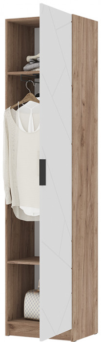 ОРЕГОН ШК 01 Шкаф 500 (500х2100х400) Фасад МДФ БЕЛЫЙ СУПЕРМАТ,ДУБ КРАФТ ТАБАЧНЫЙ/Корпус ДУБ КРАФТ ТАБАЧНЫЙ