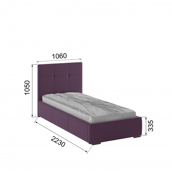 Рио Кровать интерьерная 900 винный квадрат, ортопед