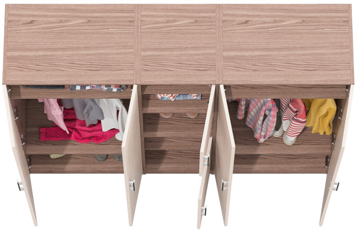 Шкаф С-МД-СК9Ш+Пенал С-МД-СК9П+Шкаф С-МД-СК9Ш, цвет ясень шимо светлый/ясень шимо тёмный, ШхГхВ 183х45х160 см., универсальная сборка