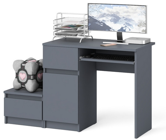 Мори Стол компьютерный МС-1 левый + Тумба ТМП400.1, цвет графит, ШхГхВ 130,4х50х76,6 см., выдвижной ящик слева, НЕ универсальная сборка