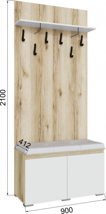 Плейона Тумба с вешалкой делано/белый