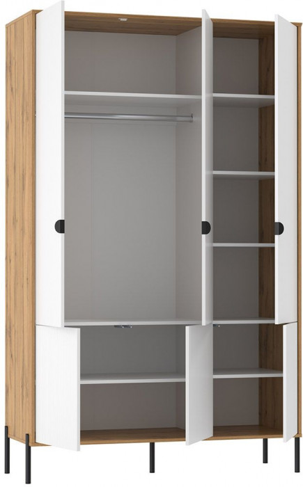 Шкаф для одежды 72.02 Кензо Дуб Вотан / Белый глянец снег