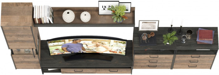 Трувор Гостиная 101, цвет дуб гранж песочный/интра, ШхГхВ 326,6х45,4х210 см., универсальная сборка