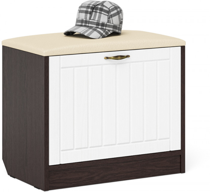 Прихожая П-6 Компоновка № 19, венге/фасады МДФ белое дерево фрезеровка прованс