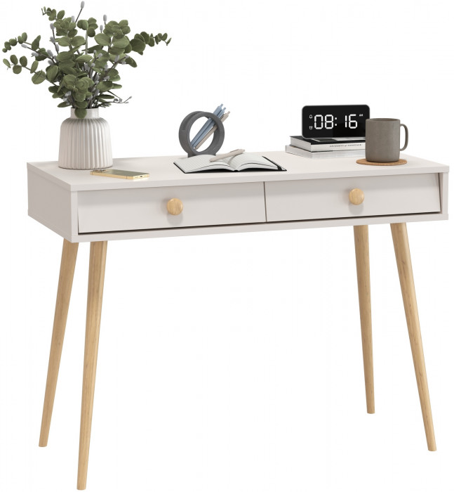 Афина Спальня 4-25904М1к.с. Стол, цвет кашемир серый, ШхГхВ 100х45х76 см., цвет ножек: тик