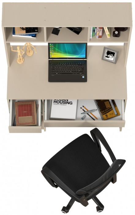 Стол компьютерный Комфорт 12.77F + кресло 103 чёрное, цвет сатин, ШхГхВ 100х49,8х147 см., универсальная сборка