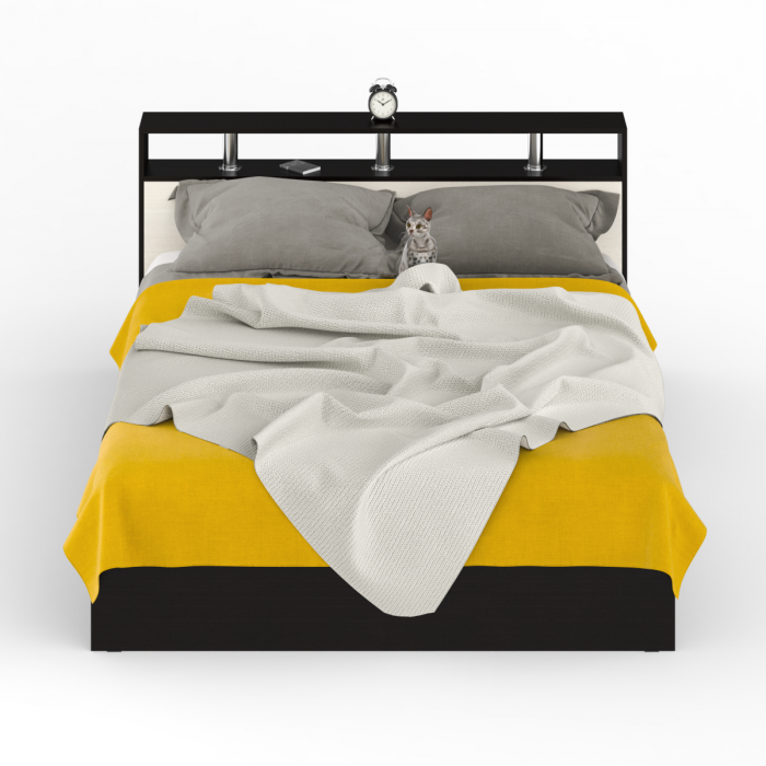 Камелия Кровать 1600, цвет венге/дуб лоредо, ШхГхВ 163,5х217х78,2 см., сп.м. 1600х2000 мм., без матраса, основание есть