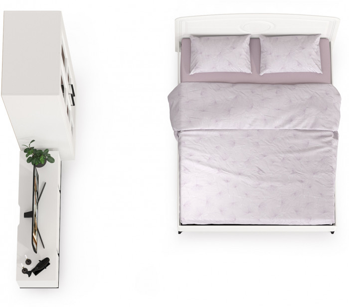 Валенсия Спальня № 25, ЛДСП белый шагрень/чёрный/МДФ белый шагрень