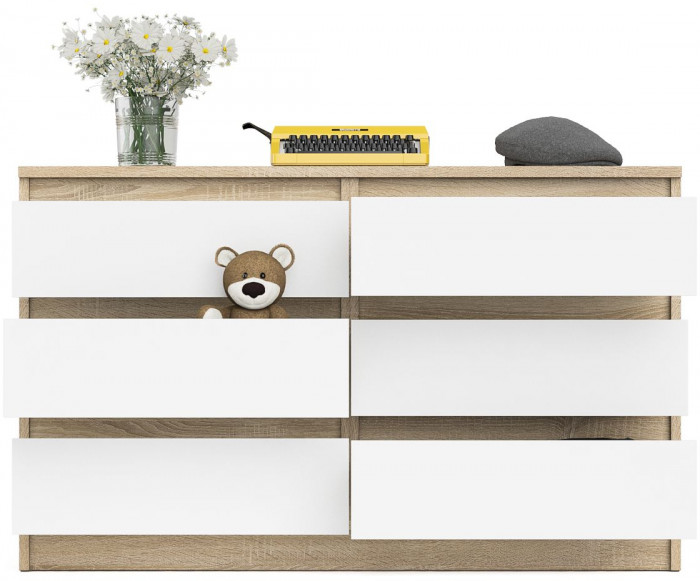 Мори Комод МК1200.6, цвет дуб сонома/белый, ШхГхВ 120,4х41х73 см.