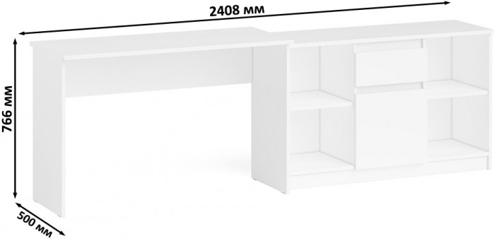 Мори письменный стол МСП1200.1 + Тумба МТВ1204.1, белый