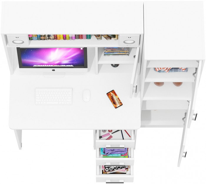 компьютерный стол С-МД-СК9+Пенал С-МД-СК9П, белый шагрень