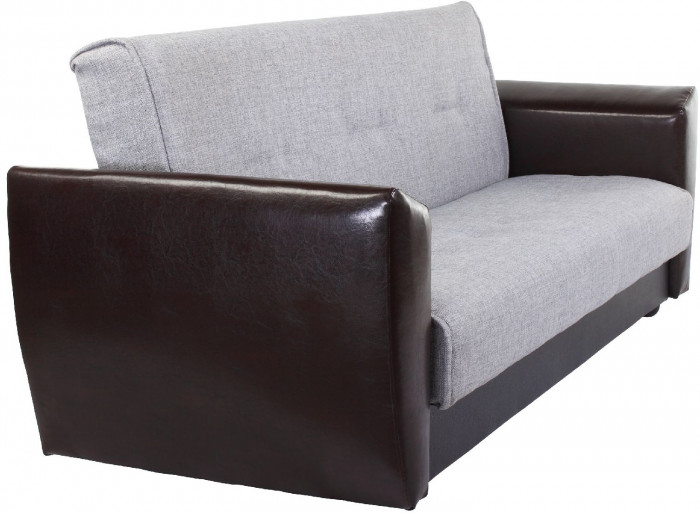 Диван-кровать Амстердам, 120х190, книжка, рогожка/экокожа, серый