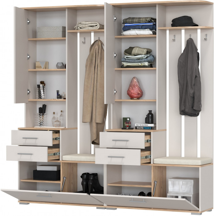 Два шкафа с вешалкой Домино 2-3431дкз/к.с, дуб крафт золотой/кашемир серый