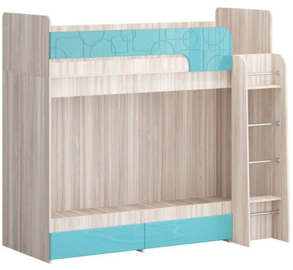 Двухъярусная кровать Бемби МДФ NEW, ясень (Ваниль глянец, Ясень шимо светлый)
