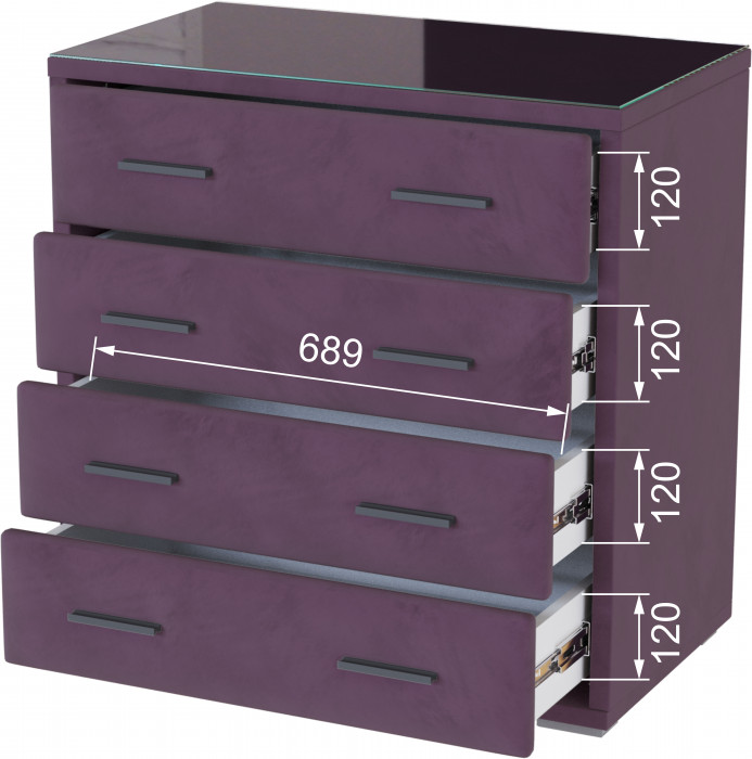 Интерьерный комод со стеклом винный