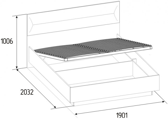 Кровать с подъемным механизмом Neo 306 Люкс 180х200, дуб шавиниган