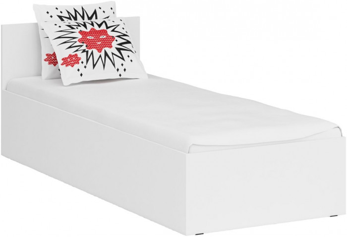 Спальня Стандарт 2-0800, цвет белый, ШхГхВ 83,5х203,5х70 + 171,2х81,2х200 см., сп.м. 800х2000 мм., без матраса, основание есть