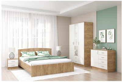 Модульная спальня Кэт-7 (композиция 6) (Крафт золотой / Миндаль)