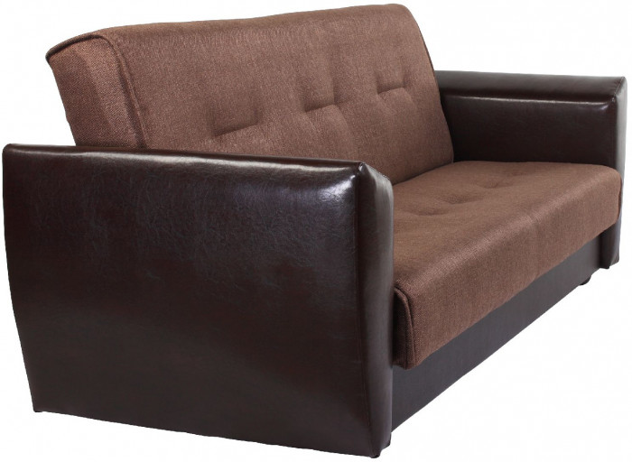 Диван-кровать Амстердам, 120х190, книжка, рогожка/экокожа, коричневый