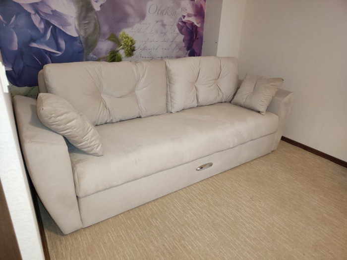 Диван-кровать Амстердам Люкс, 150х195, еврокнижка, независимый пружинный блок, велюр, бежевый