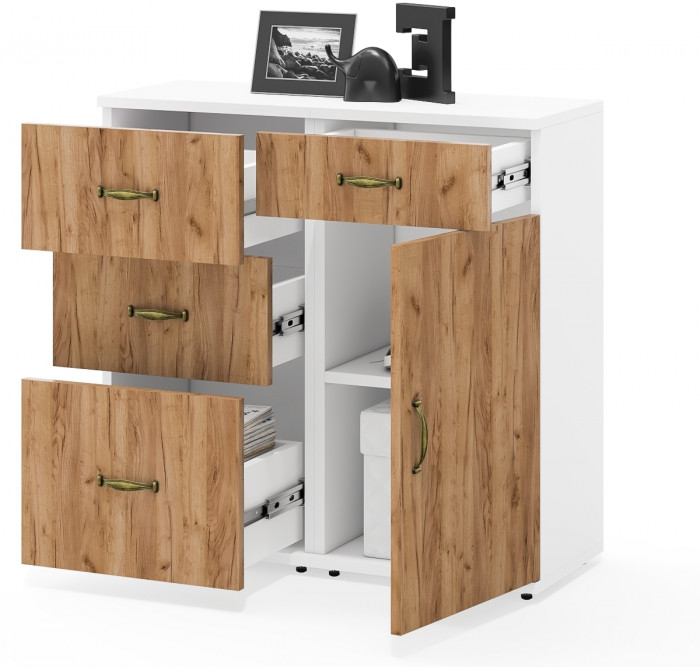 Лидер-8 Тумба МД 3.15 + Тумба МД 3.16, белый шагрень/крафт золото