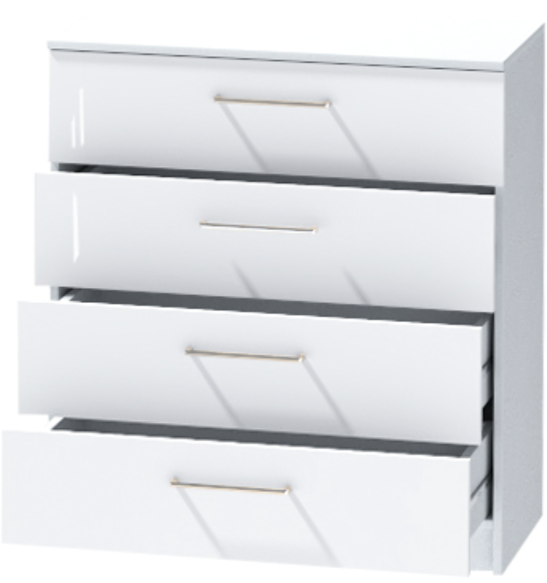 Комод №1 "Иннэс-7", Белый/Белый глянец