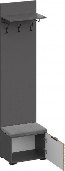Ома Вешалка-Прихожая с тумбой В-3606, Графит/Дуб Тортуга