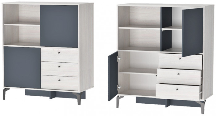 Модульная Гостиная Лион, набор 11, Ясень анкор светлый/Графит