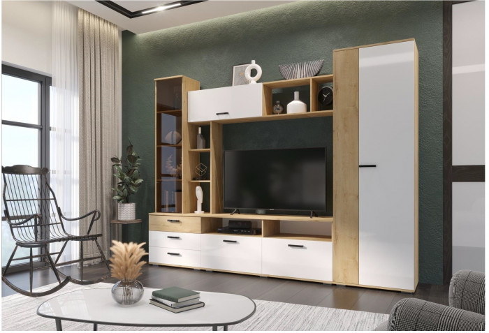 Гостиная Крокус, делано/черный глянец