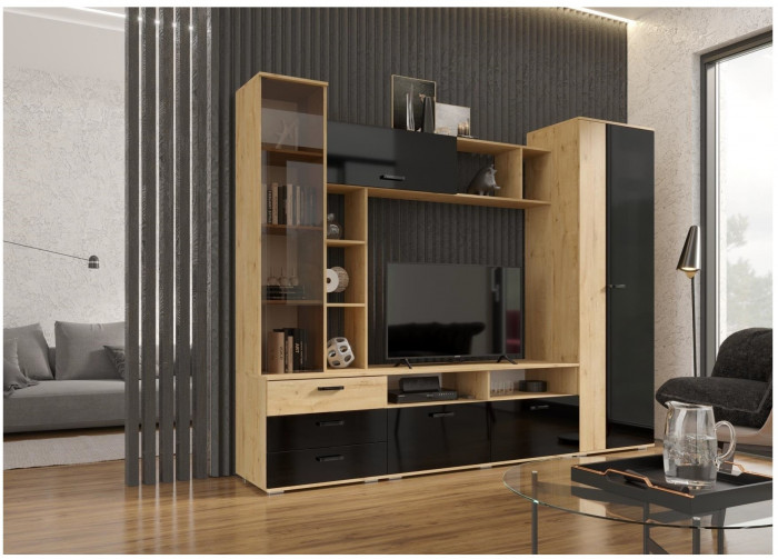 Гостиная Крокус, делано/черный глянец