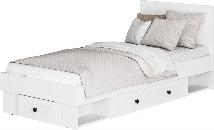 Кровать с проложками ДСП и ящиками Софт КР-01 (0,9), Белый