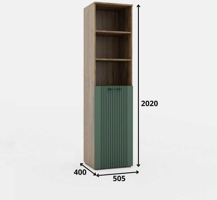 Шкаф-пенал для гостиной "Монреаль" - Антарцит/Дуб канадский арктик