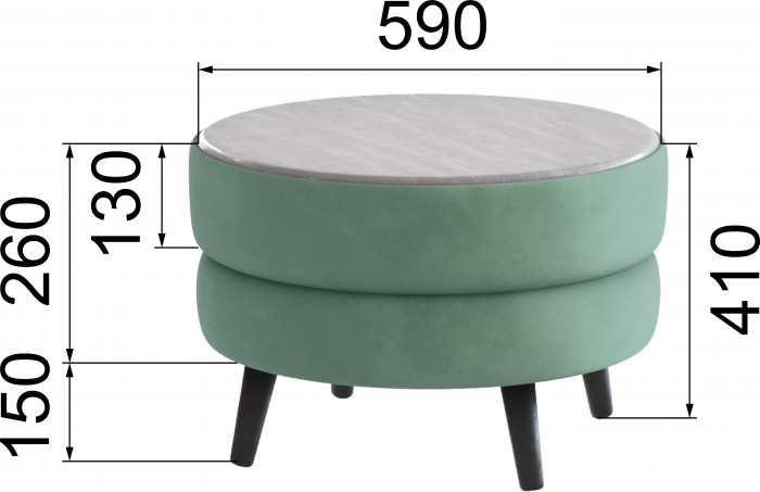 Стол журнальный "Рамус", Мятный/МДФ холст белый