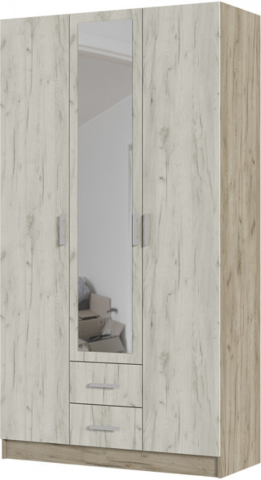 ГАРМОНИЯ ШК 601 М шкаф 3х створчатый  (1,2х2,2х0,5) дуб крафт белый/дуб крафт серый