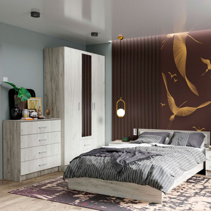 ГАРМОНИЯ ШК 601 М шкаф 3х створчатый  (1,2х2,2х0,5) дуб крафт белый/дуб крафт серый