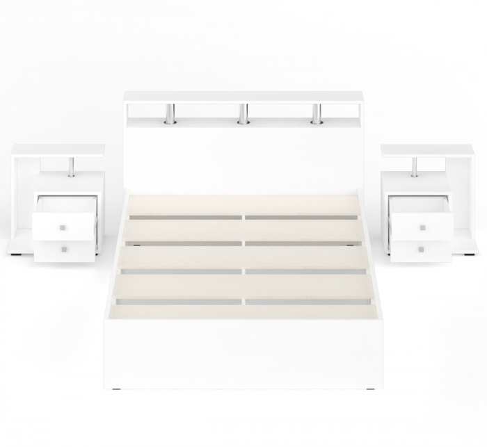 Камелия Кровать 1400 + две тумбы, белый