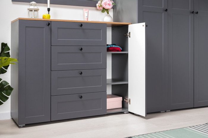 Остин 16.221 Комод + 16.221 Комод, цвет серый графит/дуб крафт золотой, ШхГхВ 240х41,9х99,3 см.