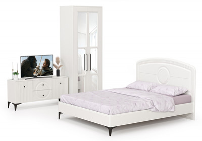 Валенсия Спальня № 41, цвет ЛДСП белый шагрень/МДФ белый шагрень, ортопед есть, сп. м. 1600х2000 мм., б/м