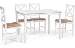 Обеденный комплект эконом Хадсон (стол + 4 стула)/ Hudson Dining Set, pure white (белый 2-1)