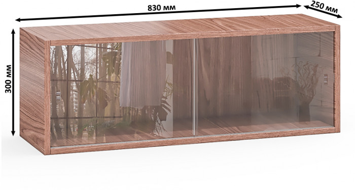 Полка книжная С-МД-КН01, ясень шимо тёмный