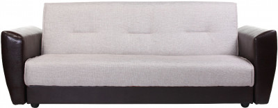 Диван-кровать Амстердам, 120х190, книжка, рогожка/экокожа, бежевый