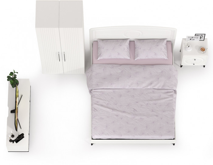 Валенсия Спальня № 35, ЛДСП белый шагрень/чёрный/МДФ белый шагрень