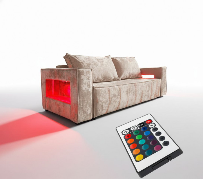 Диван-кровать Лофт Люкс Плюш с подсветкой, еврокнижка, независимый пружинный блок, 140х195, бежевый