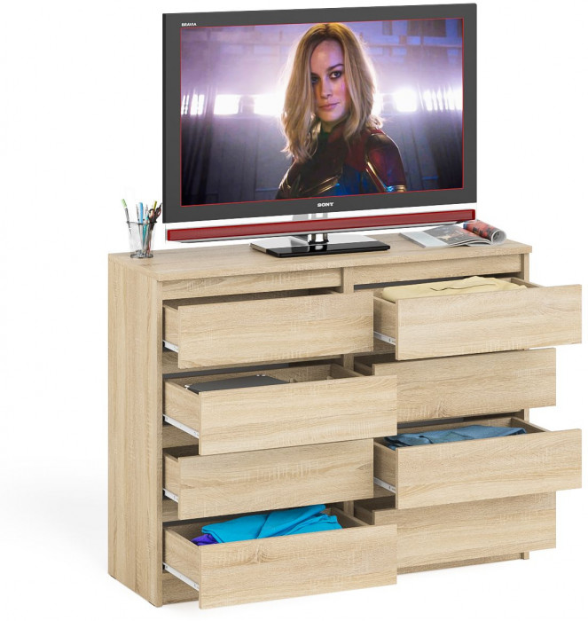 Мори Комод МК1200.8, цвет дуб сонома, ШхГхВ 120,4х41х94 см.