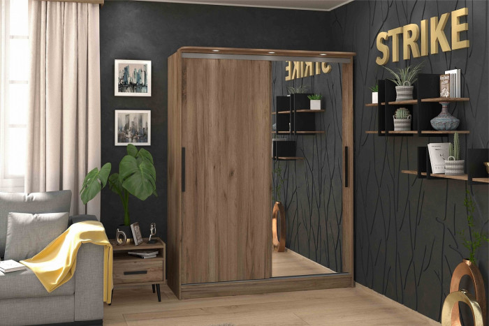 Шкаф-купе с зеркалом Strike 1600 Дуб табачный Craft