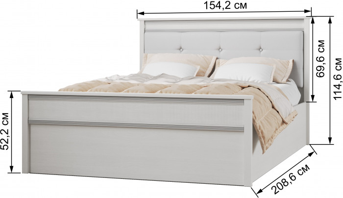 Ливорно Кровать ЛКР-1 (1,4) с настилом ДСП 2С, Ясень анкор светлый