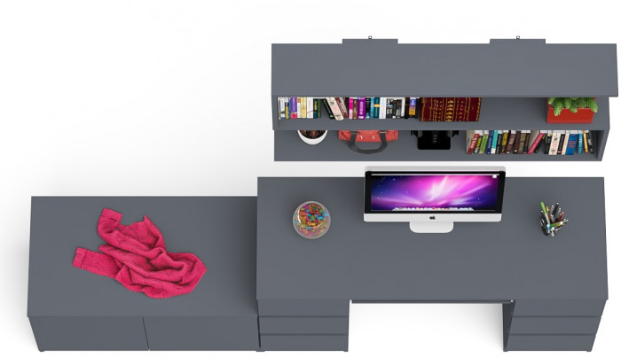 Мори компьютерный стол МС-2 + Тумба МА900.1 + Полка 1200, графит